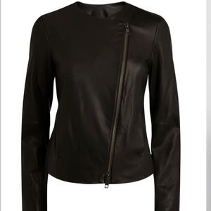 Vince Black Leather Zipper Jacket Size Large